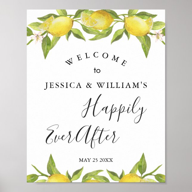 Poster Panneau de bienvenue de mariage de verdure de fleu (Devant)