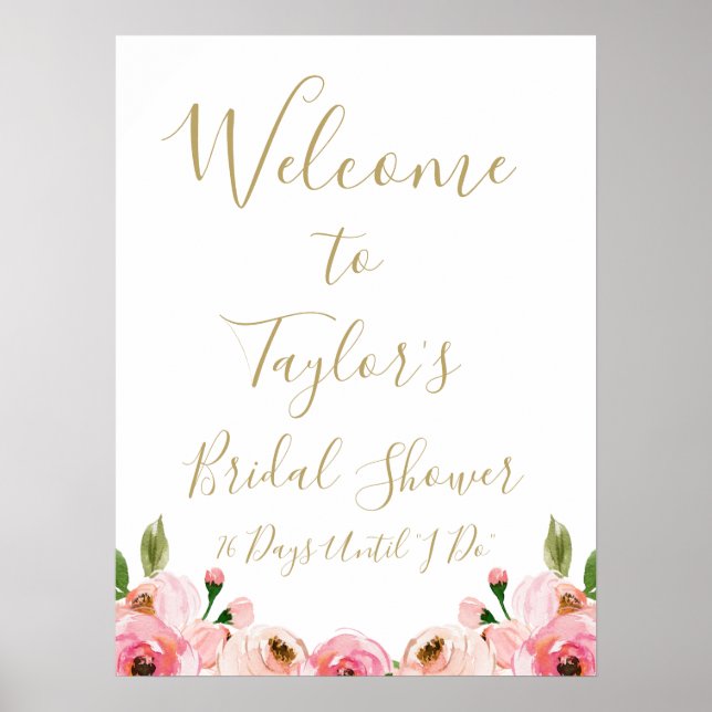 Poster Panneau de bienvenue de mariage Editable Floral Br (Devant)