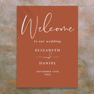 Poster Panneau de bienvenue de mariage élégant en terre c