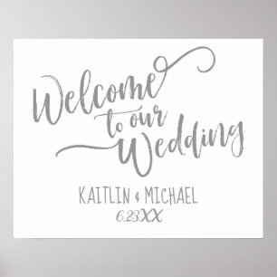 Poster Panneau de bienvenue de mariage en calligraphie au