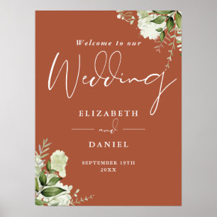 Poster Panneau de bienvenue de mariage en terre cuite ave