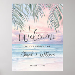 Poster Panneau de bienvenue de mariage estival sur la pla