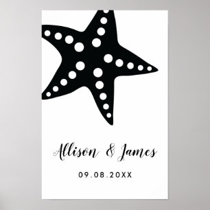 Poster Panneau de bienvenue de mariage étoile de mer mode