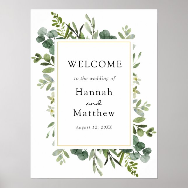 Poster Panneau de bienvenue de mariage Eucalyptus (Devant)