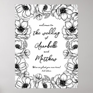 Poster Panneau de bienvenue de mariage fantaisiste à moti