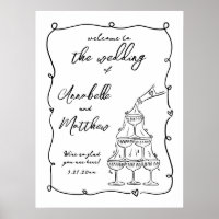 Panneau de bienvenue de mariage fantaisiste dessin