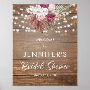 Poster Panneau de bienvenue de mariage floral en bois rus