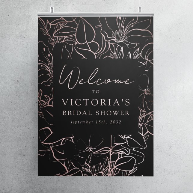 Poster Panneau de bienvenue de mariage floral en feuille  (Créateur téléchargé)