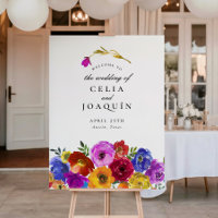 Panneau de bienvenue de mariage floral mexicain Fi