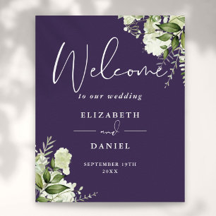 Poster Panneau de bienvenue de mariage floral verdure vio