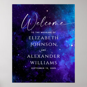 Poster Panneau de bienvenue de mariage Galaxie Nuit éto