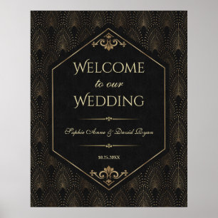 Poster Panneau de bienvenue de mariage Glam Gold Black Gr