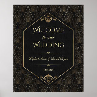 Poster Panneau de bienvenue de mariage Glam Gold Black Gr