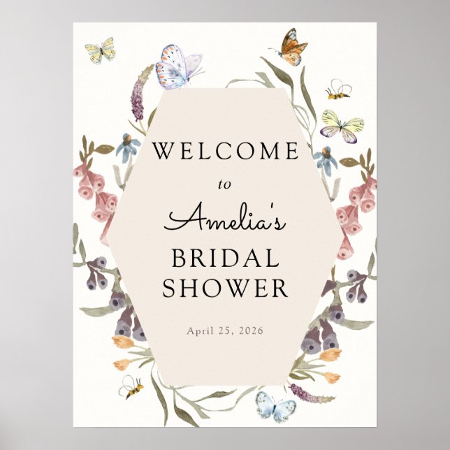 Poster Panneau de bienvenue de mariage Jardin de fleurs p (Devant)