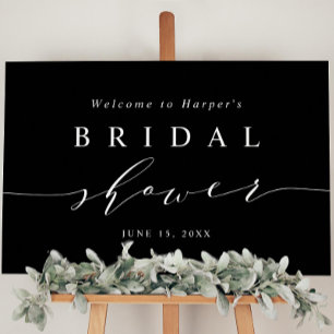 Poster Panneau de bienvenue de mariage minimal noir