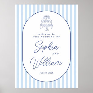 Poster Panneau de bienvenue de mariage minimaliste à rayu