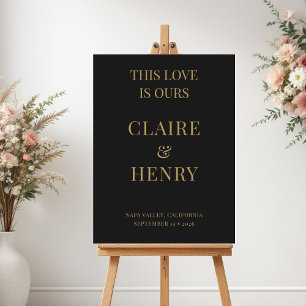 Poster Panneau de bienvenue de mariage minimaliste en or