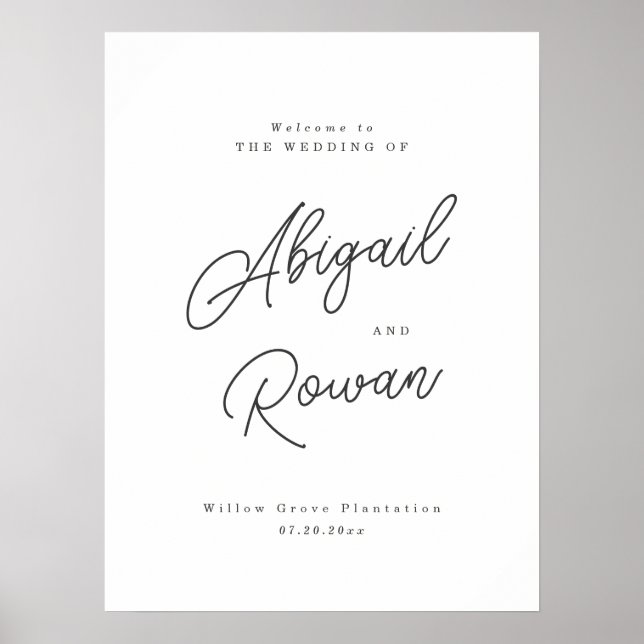 Poster Panneau de bienvenue de mariage minimaliste noir e (Devant)