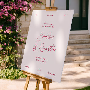 Poster Panneau de Bienvenue de Mariage Moderne Coloré Rét