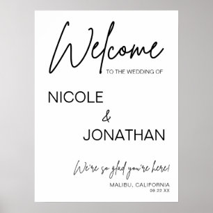 Poster Panneau de bienvenue de mariage moderne imprimable