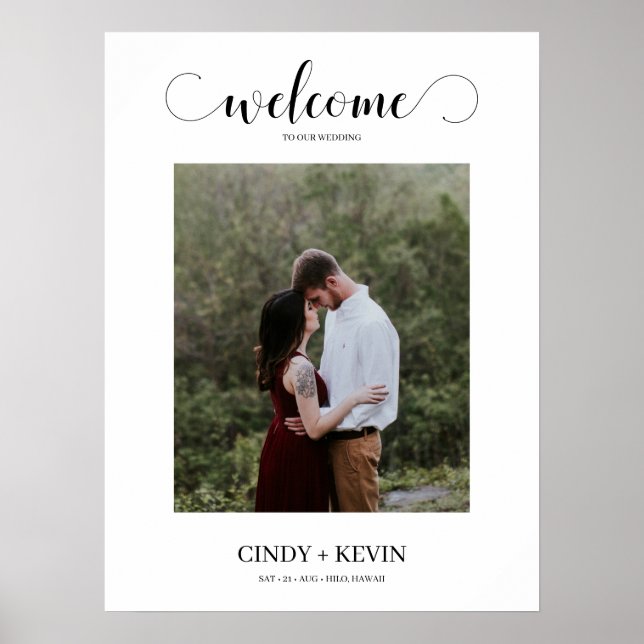 Poster Panneau de bienvenue de mariage photo d'écriture c (Devant)