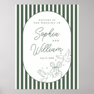 Poster Panneau de bienvenue de mariage romantique et prép