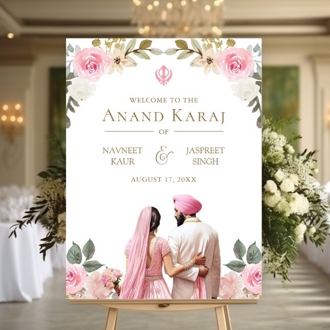 Poster Panneau de bienvenue de mariage Sikh Anand Karaj à (Créateur téléchargé)