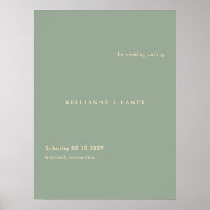 Poster Panneau de bienvenue de mariage simple vert sauge