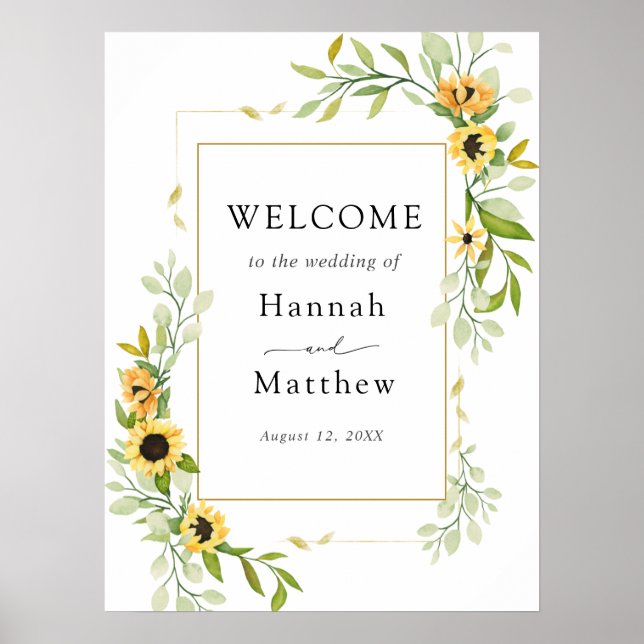 Poster Panneau de Bienvenue de Mariage Tournesol (Devant)