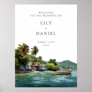 Poster Panneau de bienvenue de mariage tropical des Caraï