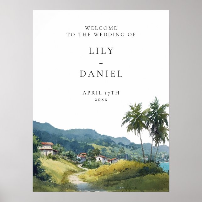 Poster Panneau de bienvenue de mariage tropical des Caraï (Devant)