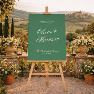Poster Panneau de bienvenue de mariage vert du club de te