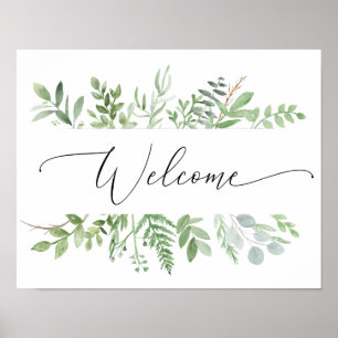 Poster Panneau de bienvenue de verdure botanique Mariage
