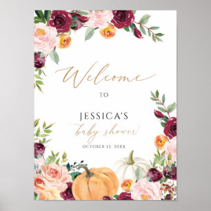 Poster Panneau de bienvenue du baby shower d'automne, pet