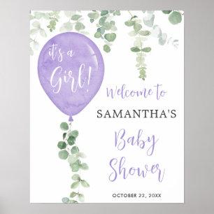 Poster Panneau de bienvenue du baby shower d'eucalyptus e