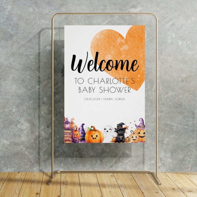 Poster Panneau de bienvenue du Baby shower d'Halloween (Créateur téléchargé)