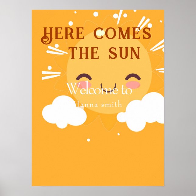 Poster Panneau de bienvenue du baby shower Sunshine (Devant)