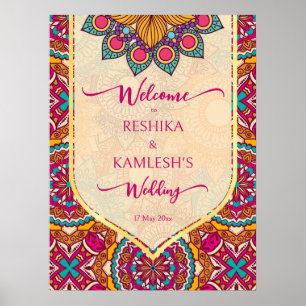 Poster Panneau de bienvenue du mariage Cerise mandala ran