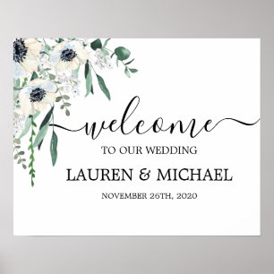 Poster Panneau de bienvenue du Mariage d'anémone