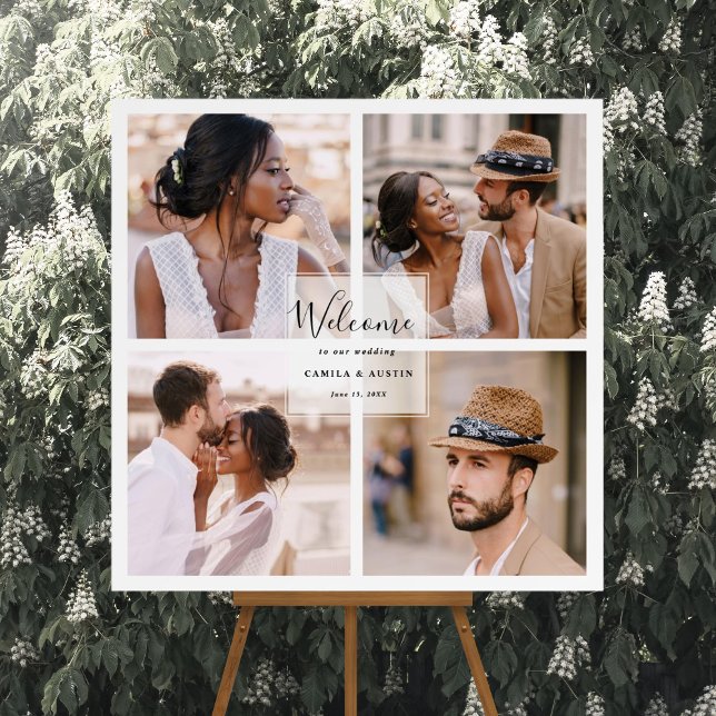 Poster Panneau de bienvenue du Mariage de collection 4 ph (Créateur téléchargé)