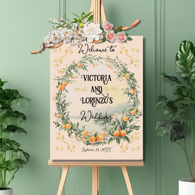 Poster Panneau de bienvenue du mariage italien côtier (Créateur téléchargé)