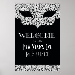 Poster Panneau de bienvenue du Nouvel An Mascarade Diaman
