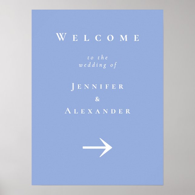 Poster Panneau de bienvenue en bleu pour le Mariage (Devant)