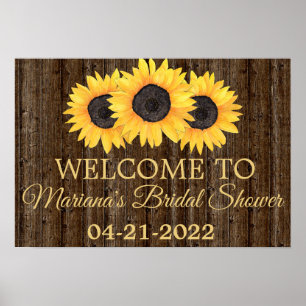 Poster Panneau de bienvenue en bois rustique pour la fête
