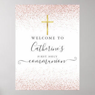 Poster Panneau de bienvenue en glitter or rose pour la pr