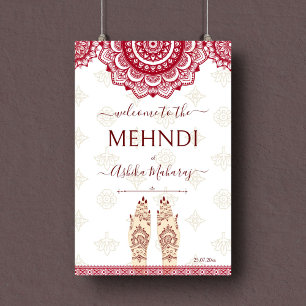 Poster Panneau de bienvenue en marron avec mandalas pour