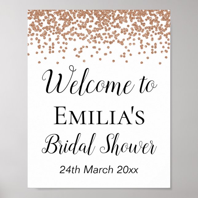 Poster Panneau de bienvenue en rose gold - Mariage | Pann (Devant)