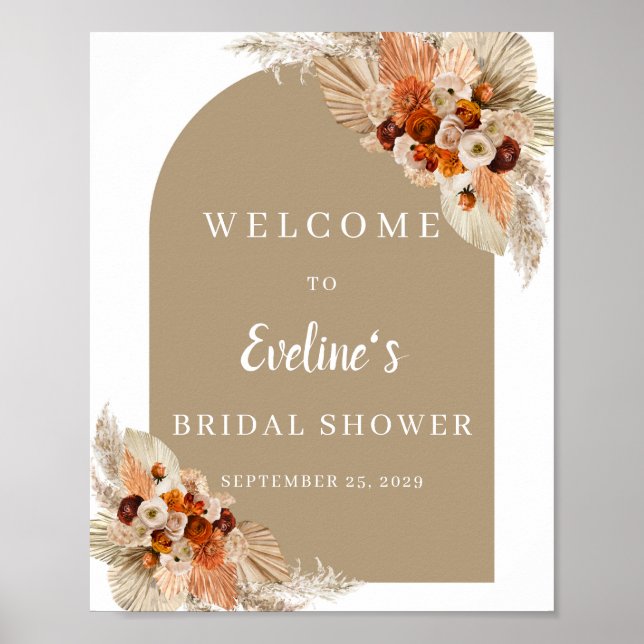 Poster Panneau de bienvenue en terre cuite orange bordeau (Devant)