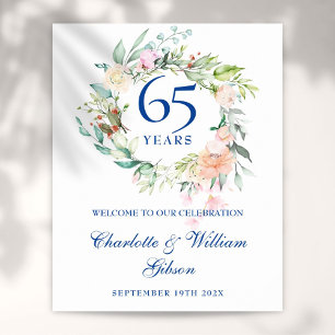 Poster Panneau de bienvenue floral pour les 45 à 65 ans d