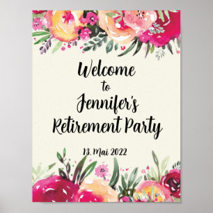 Poster Panneau de bienvenue floral pour une fête de retra